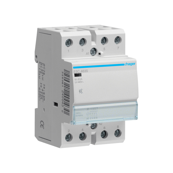Kontakter 4NO., In=63A, 230V (~), 3 modula, bešumni