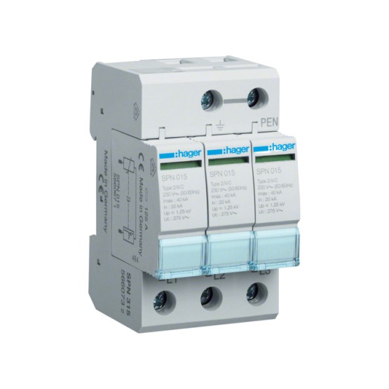 Odvodnik prenapona 3-polni, s uloškom