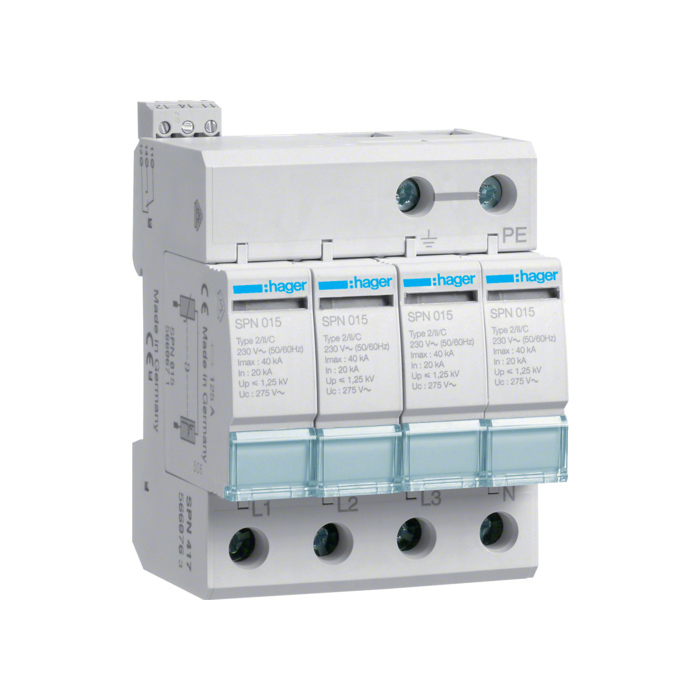 Odvodnik prenapona 4-polni ,varijanta uključenja TT(3+1) sa FM kontaktom