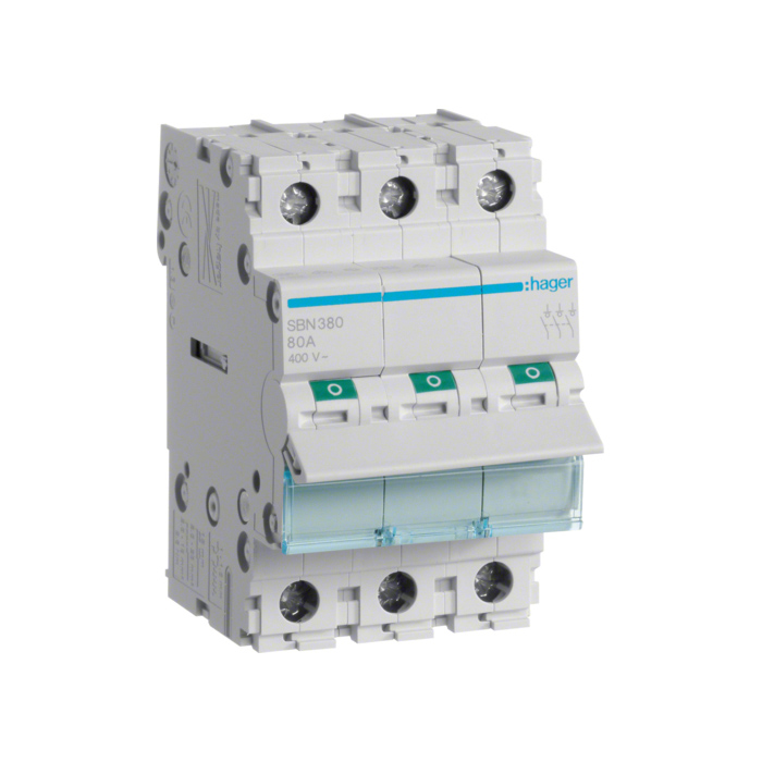 Prekidač snage 3-polni, In=80A, 3 modula, montaža na DIN šinu