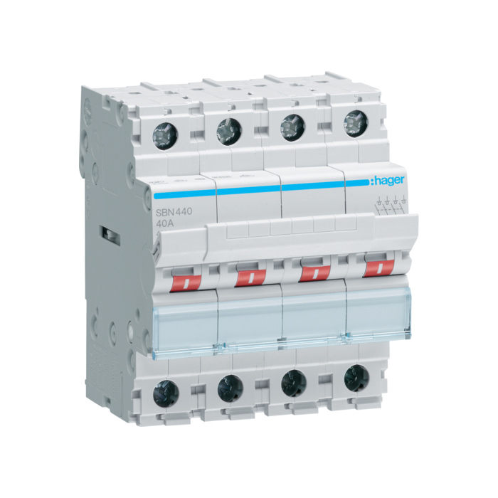 Prekidač snage 4-polni, In=40A, 4 modula, montaža na DIN šinu
