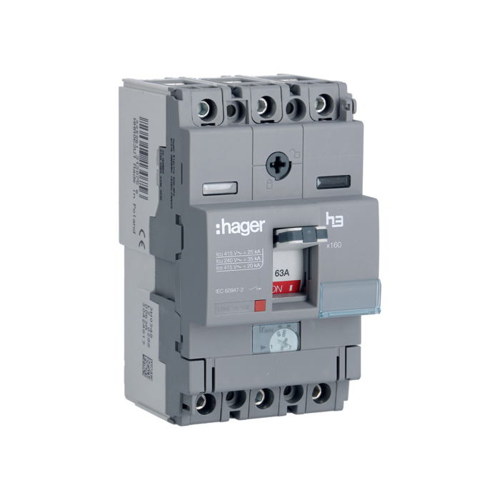 Učinski prekidač x160 podesivi, 3P, 25kA, 63A, montaža na ploču