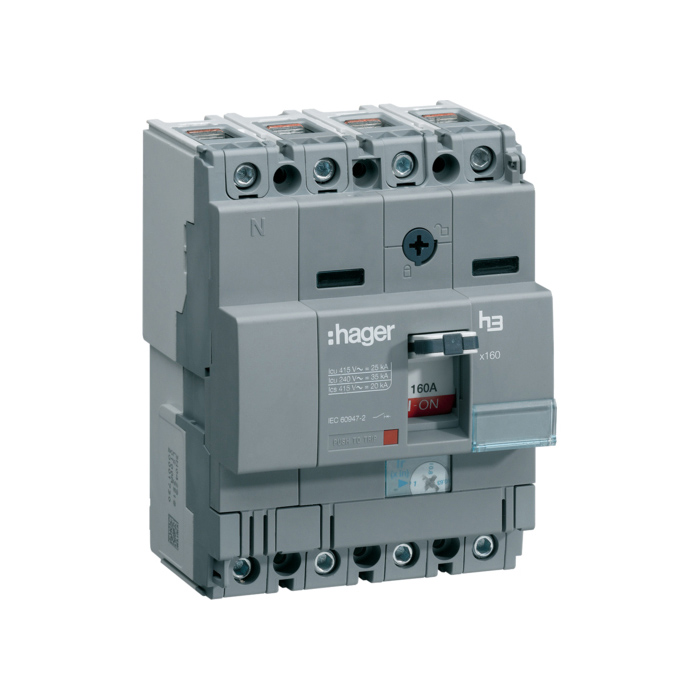 Učinski prekidač x160 podesivi, 4P, 25kA, 160A, montaža na ploču