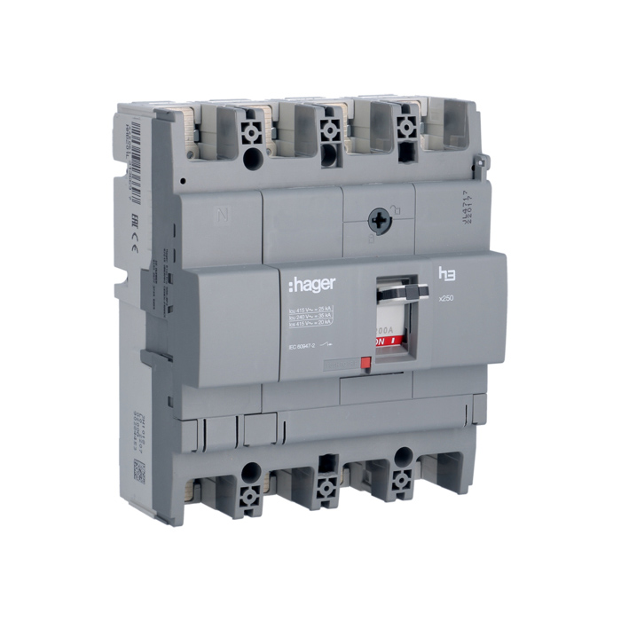 Učinski prekidač x250 4P, 25kA, 200A, fiksna izvedba