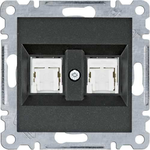 Utičnica, 2xRJ45, Cat.5e UTP, Lumina, crna