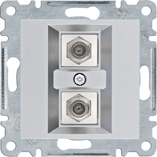 Utičnica, F konektor, dupla, Lumina, siva