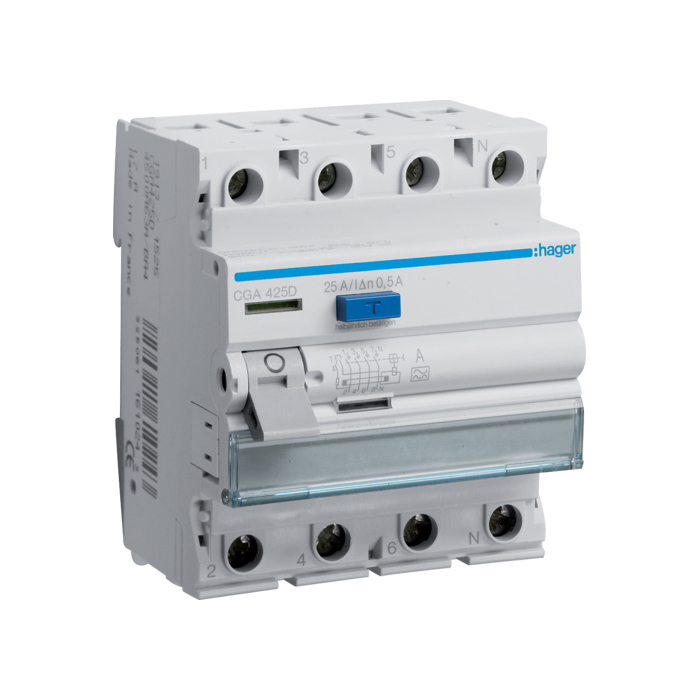 Zaštitni prekidač (FID sklopka), 4-polan, In=25A, IΔn=500mA