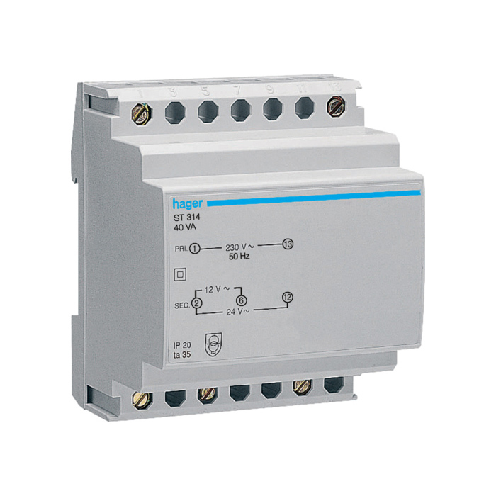 Zaštitni transformator Uprim=230V, Usek=12/24V, In=3,33/1,67A, 40VA