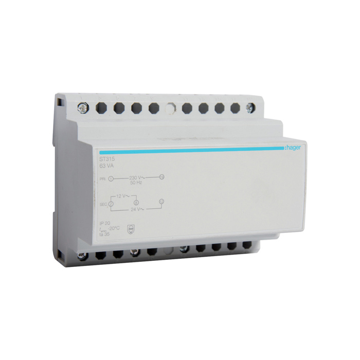 Zaštitni transformator Uprim=230V, Usek=12/24V, In=5,25/2,63A, 63VA