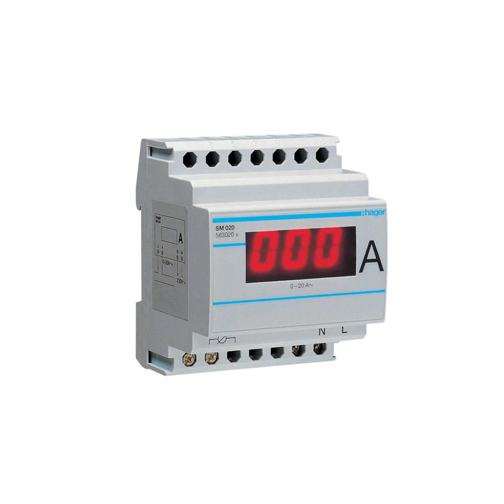 Digitalni Ampermetar (direktno mjerenje), I=0-20A, klasa tačnosti: 1, montaža na DIN šinu