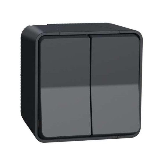 Mureva Styl - dvostruki naizmenični prekidač - nadgradni - sivi