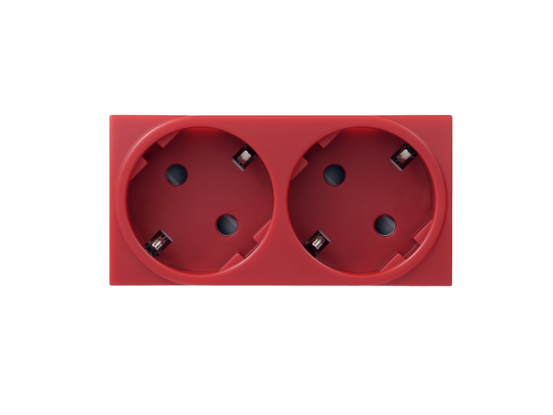 Šuko utičnica dvostruka, crvena
