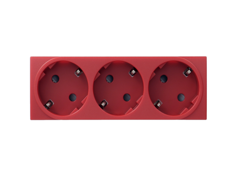 Šuko utičnica trostruka, crvena
